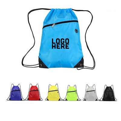 Drawstring Backpack w/Zipper Pocket