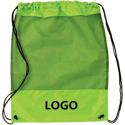 Mesh Promotional Drawstring Backpack Cinch Up